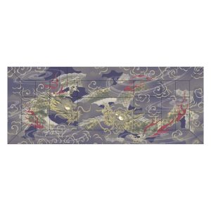 紺地霞雲に二匹龍　法要五条袈裟